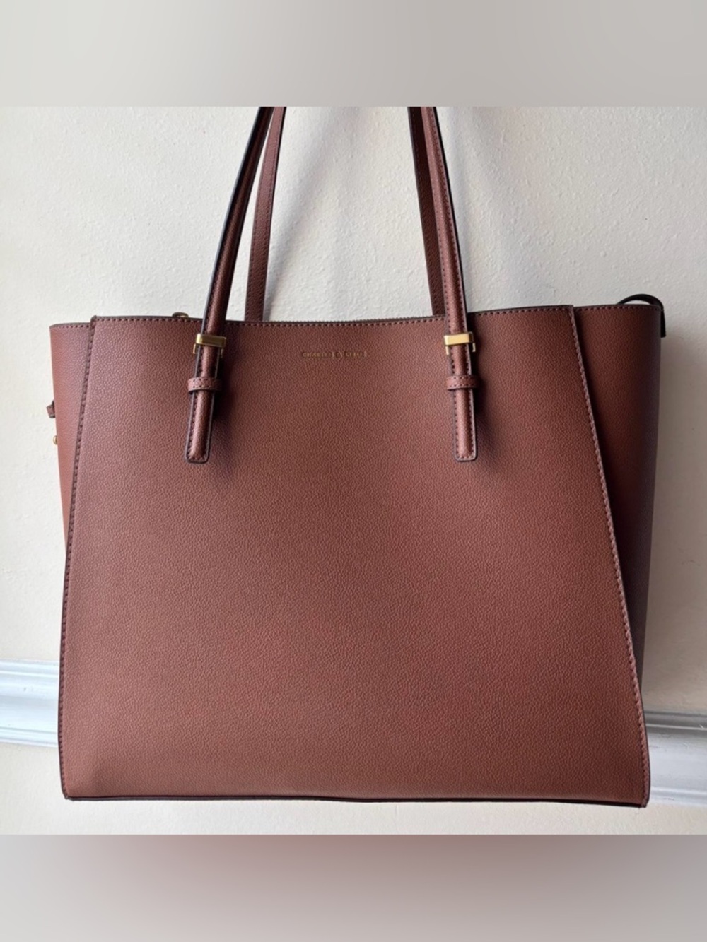 Charles & Keith Sansa Chestnut Brown Structured Tote